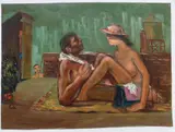 Albert Pels, Sun Bathers on Tar Beach, oil on canvas