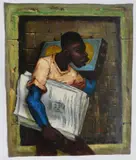 Albert Pels, Paper- Get Your Paper Here, oil on canvas (unstretched)