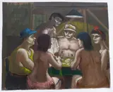 Albert Pels, Almost the End of the Game of Strip Poker, oil on canvas
