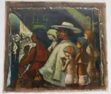 Albert Pels, Pimp and His Stable of Girls- Go Get Them, Girls, oil on canvas