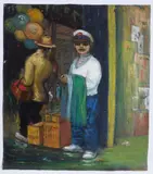 Albert Pels, Hawker Under the El, oil on canvas