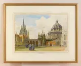John Fulleylove, In the Lawn of All Souls Oxford, with St. Mary's and the Redcliffe Camera, watercolor on paper, 1887