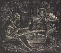 Albert Abramovitz, The Gamblers wood, engraving, 1932