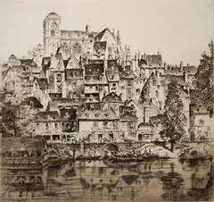 John Taylor Arms, Cathédral de St. Julien, Le Mans, etching, 1927, singed and