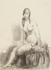 Morning Nude Sketch by George Bellows, lithograph on cream wove paper, 1921, offered Jun 2026