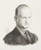 George Bellows, Study of B. P, lithograph, 1923