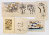 Sketches 4 sketches ( by Henry G. Keller, watercolor; pencil and colored pencil), one in the form of a letter and a Christ, offered Jun 2026