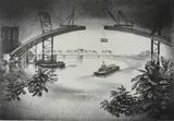 Louis Lozowick, Spanning the Hudson, lithograph, 1936