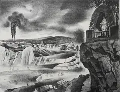 Louis Lozowick, The Shrine, Buchanan, New York, lithograph, 1937