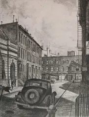 Armin Landeck, Bedford Street, etching, 1938