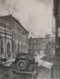 Armin Landeck, Bedford Street, etching, 1938