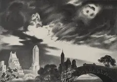 Louis Lozowick, Angry Skies, lithograph, 1935