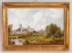 Gordon Arthur Meadows, Ely Cathedral, oil on canvas, 1899