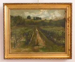 Henry G. Keller, In The Vineyard, oil on canvas (relined), singed Keller K. M. lower right