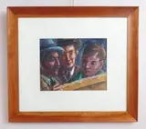 Clyde Singer, The Three Connoisseurs, tempera on paper, 1946