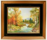 Sister Matilda, Fall Landscape with Stream, oil on canvas board