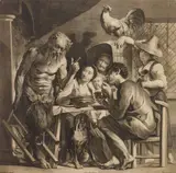 Jacob Jordaens, The Satyr and the Peasant engraving, etching