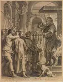 Jacob Jordaens, Christ before the High Priest Calaphas etching, etching