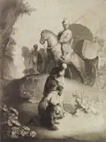 Rembrandt, The Baptism of the Eunuch etching on laid paper, etching