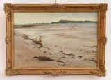 David Farquharson, Two Children Playing on the Beach, oil on canvas