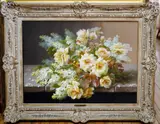 Lilacs and Roses by Raoul Maucherat de Longpré, gouache on cardboard, offered Mar 2026