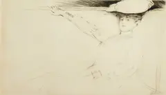 Paul César Helleu, Reclining Lady, drypoint, ca. 1900