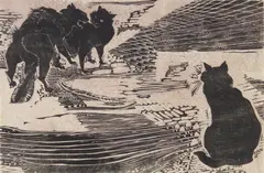 Gertrude Hermes, Other Cats and Henry wood, engraving, 1952