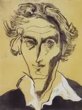 Gertrude Hermes, Self- Portrait wood, engraving in colors, 1949