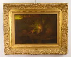 George Inness, Jr., Girls Fishing, oil on panel