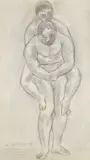 Abraham Walkowitz, Two Men Wrestling, graphite on paper, 1905