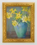 Kate A. Williams, Daffodils in a Vase, oil on board