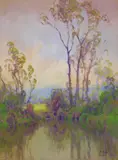 H. Anthony Dyer, Banks of the Seine, Candebec, France, watercolor and gouache on cardboard