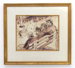 Clyde Singer, Washington Square, pen and ink and wash on paper, 1933