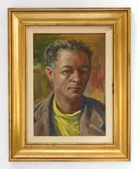 Clyde Singer, Self- Portrait, oil on panel, 1956