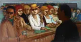 Sardi's Happy Hour by Albert Pels, oil on canvas, 1987, offered Mar 2026