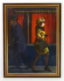Clyde Singer, Man and Woman on Madison Ave, oil on canvas board, 1965