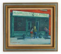 Women Tolerated- But Unwelcome by Clyde Singer, oil on panel, 1971, offered Mar 2026