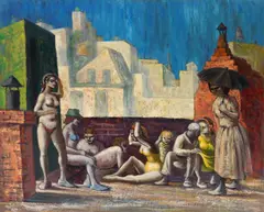Tar Beach #2 by Albert Pels, oil on canvas (unstretched), offered Mar 2026