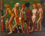 Teenagers at the Beach by Albert Pels, oil on canvas, offered Mar 2026