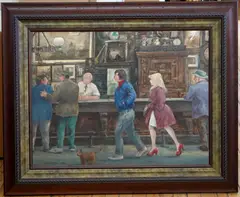 Back Room Bound: Mc Sorley's by Clyde Singer, oil on board, 1990, offered Mar 2026