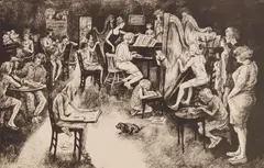 Peggy Bacon, The Chosen Few, lithograph, 1972