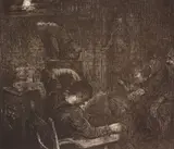 George Bellows, Workman's Kitchen, lithograph, 1917, estate