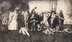 George Bellows, Massacre at Dinant (Village Massacre), lithograph on chine colle, 1918, estate