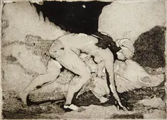 Isabel Bishop, Nude Reaching, etching, 1963