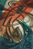 Letterio Calapai, Sky and Wave intaglio in colors, 1952, etching