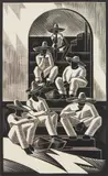 Olin Dows, Steps, Taxco, Mexico, woodcut, 1933