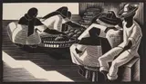Olin Dows, Market Square, Acapulco, woodcut, 1933