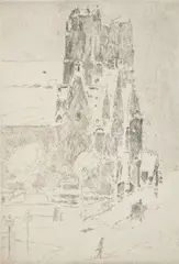 Childe Hassam, Calvary Church in Snow, etching, 1915