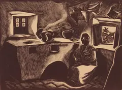 Barbara Latham, Mexican Kitchen wood, engraving, 1932