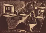 Barbara Latham, Mexican Kitchen wood, engraving, 1932